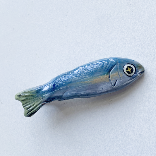 Anxious Fish Hairpin - Sardine Indigopearl